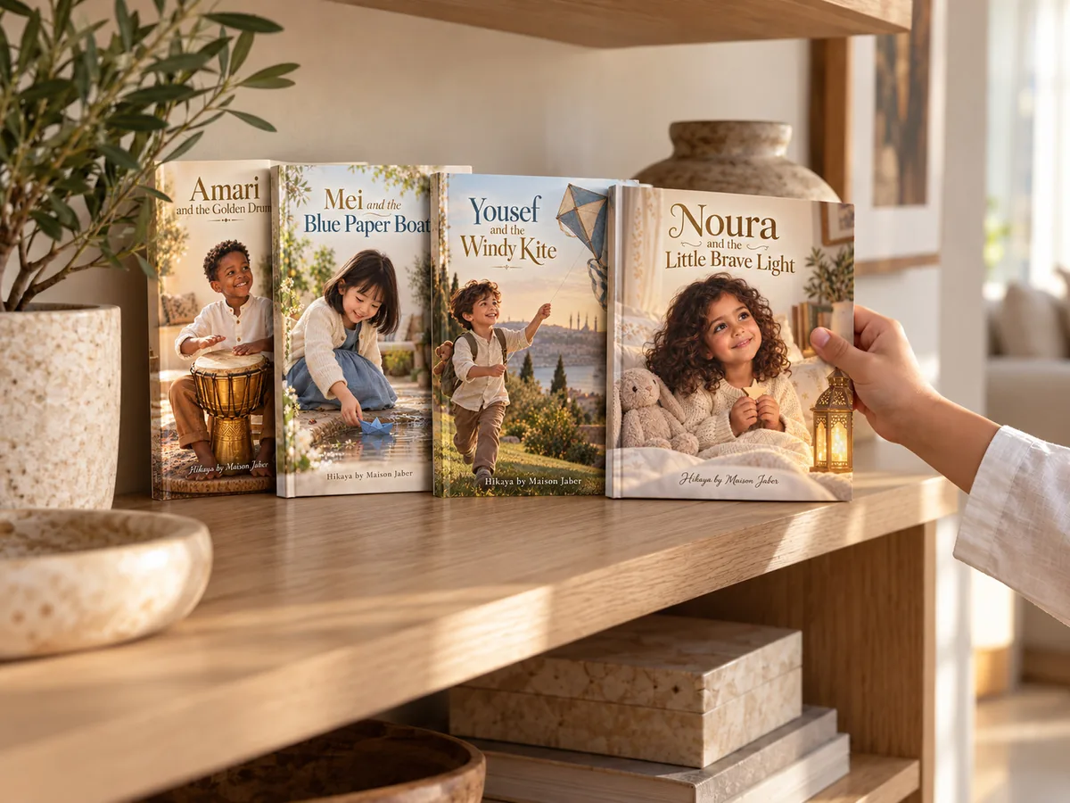 Hikaya storybooks on a shelf, ready to choose from